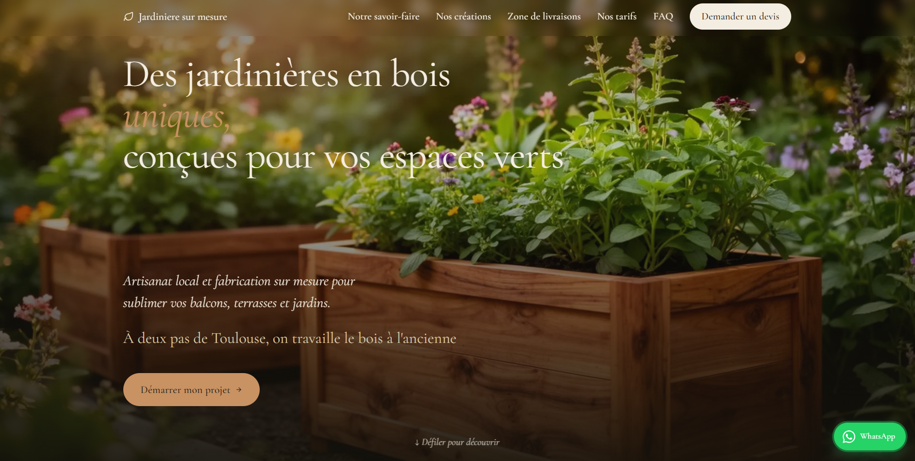 Site minimaliste Jardinières sur mesure