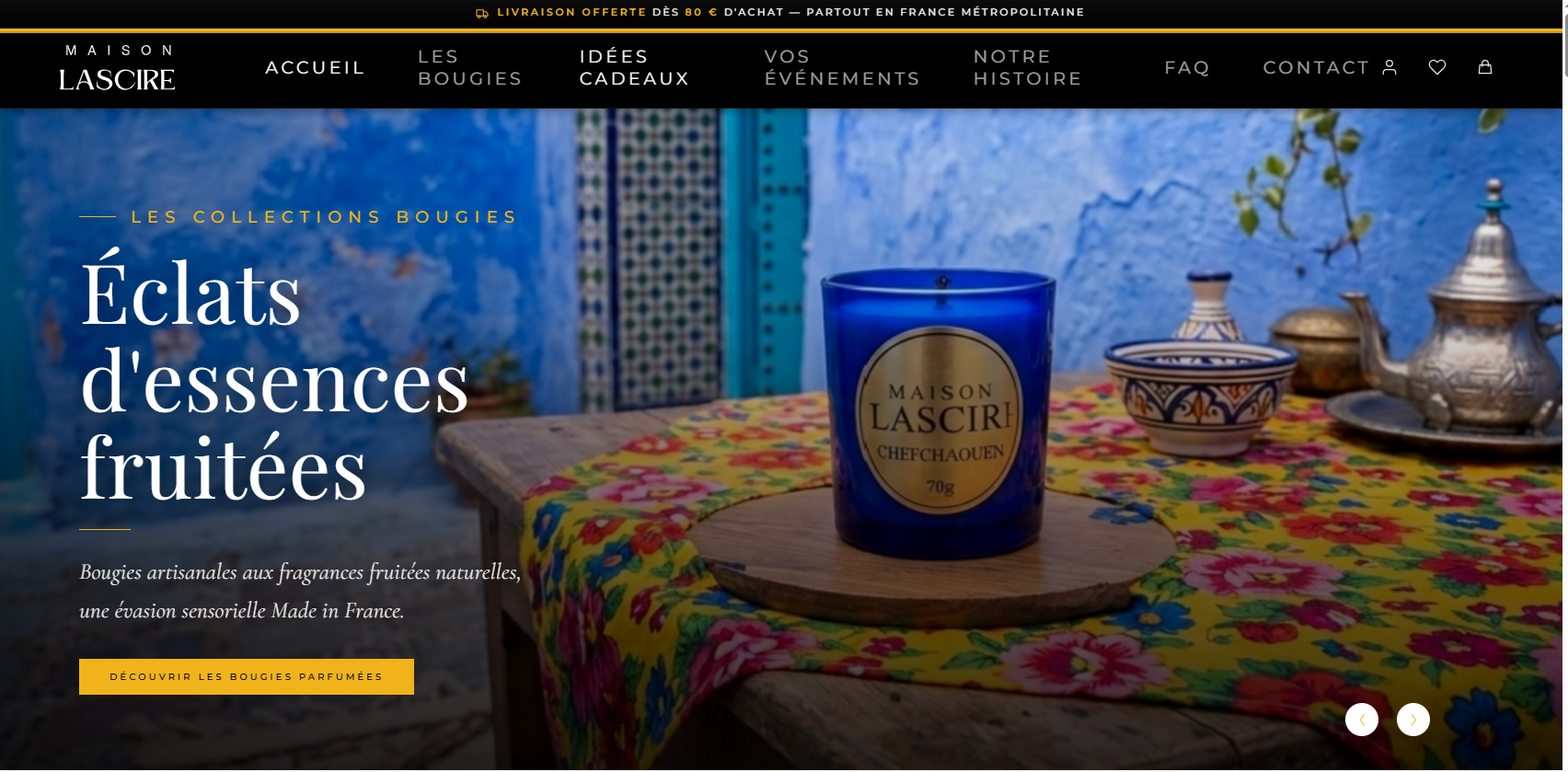 Template e-shop, commerce de bougies