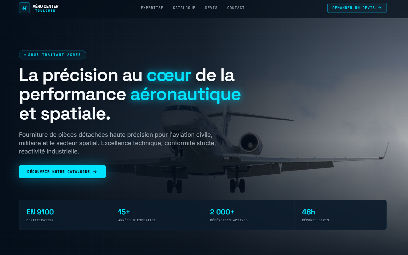 Template de site pour le secteur aéronautique et spatial