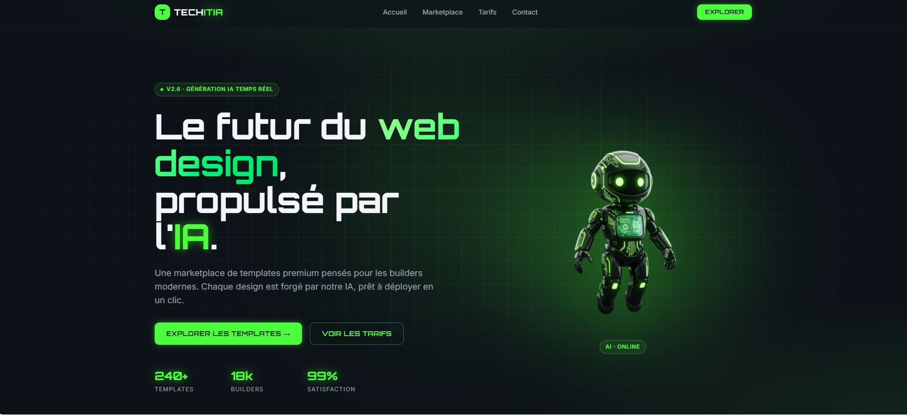 Template de site web nouvelle génération avec intelligence artificielle